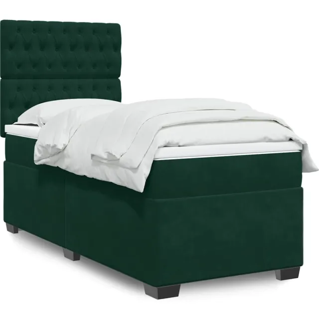 vidaXL Boxspring met matras fluweel donkergroen 90x190 cm groen