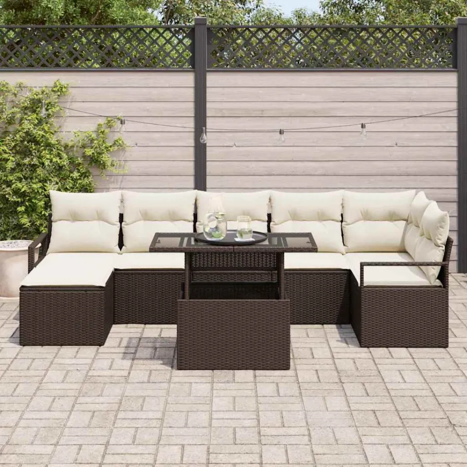 vidaXL Tuin Sofa Set 8 st Bruin Poly riet, foto 3