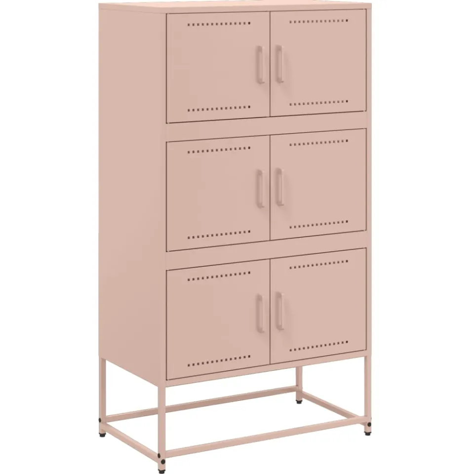 vidaXL Dressoir 68,5x38,5x123,5 cm staal roze