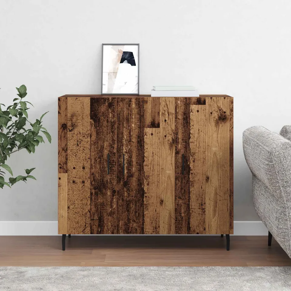 vidaXL Dressoir Oudhout 90 x 34 x 80 cm Bewerkt hout bruin, foto 3