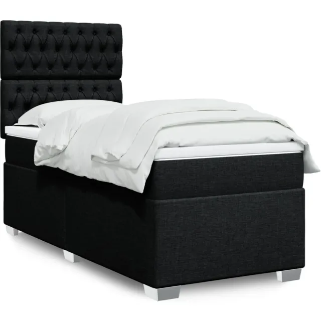 vidaXL Boxspring met matras stof zwart 100x200 cm