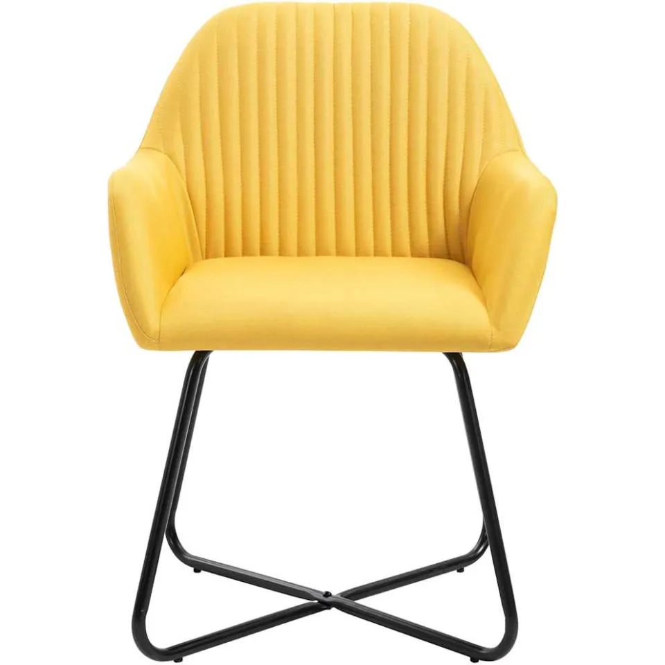 vidaXL Eetkamerstoelen 2 st stof geel, foto 3