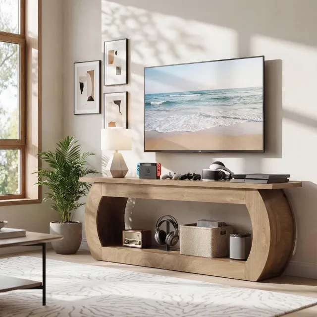 Little Trees LITTLE TREE TV-meubel 165 cm - Landelijke Stijl - Houten Met Opbergruimte - Lichtbruin- TV-kast voor Binnen