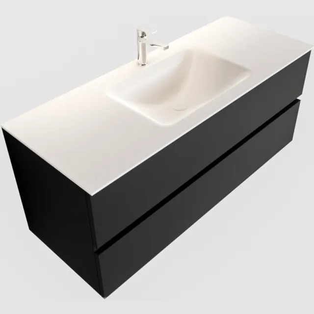 Boss & Wessing Badkamermeubel Solid Surface BWS Oslo 120x45 cm Mat Zwart Urban Midden (1 kraangat)