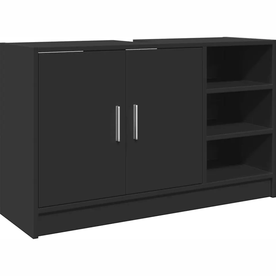 vidaXL Wastafelkast 90x29x55 cm bewerkt hout zwart
