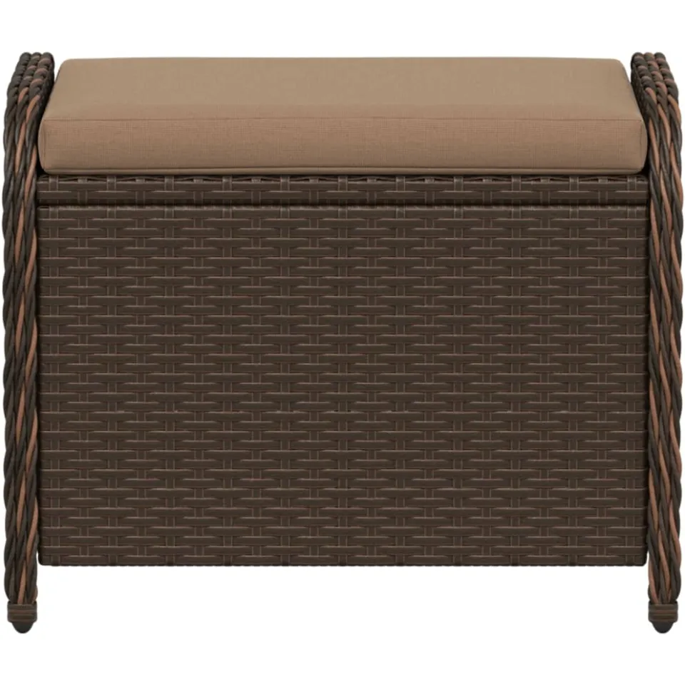 vidaXL Tuinkruk met kussen 58x46x46 cm poly rattan bruin, foto 4