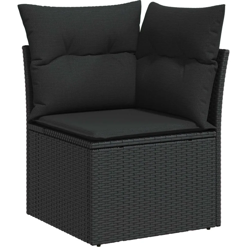 vidaXL Tuinbankenset 10 st Zwart poly rattan, foto 4