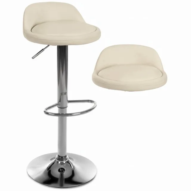 orio Draaibare Barstoel Eco-leer Beige, Verstelbaar, Chromen Poot