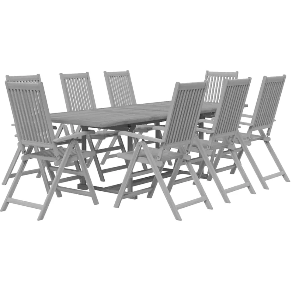 vidaXL 9-delige Tuinset massief acaciahout Grijs