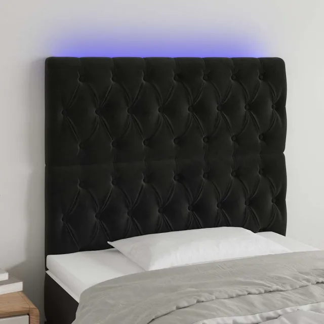 vidaXL Hoofdbord LED 100x7x118/128 cm fluweel zwart