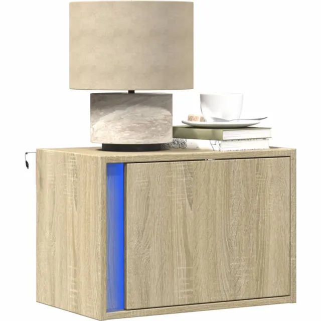 vidaXL Nachtkastjes met LED wandgemonteerd 2 st sonoma eikenkleurig Bruin