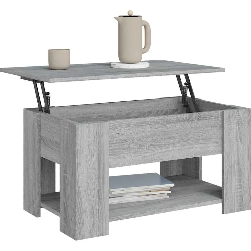 vidaXL Salontafel 79x49x41 cm bewerkt hout grijs sonoma eikenkleurig