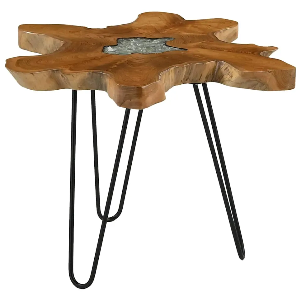 vidaXL Salontafel 70x45 cm massief teakhout en polyresin meerkleurig, foto 2