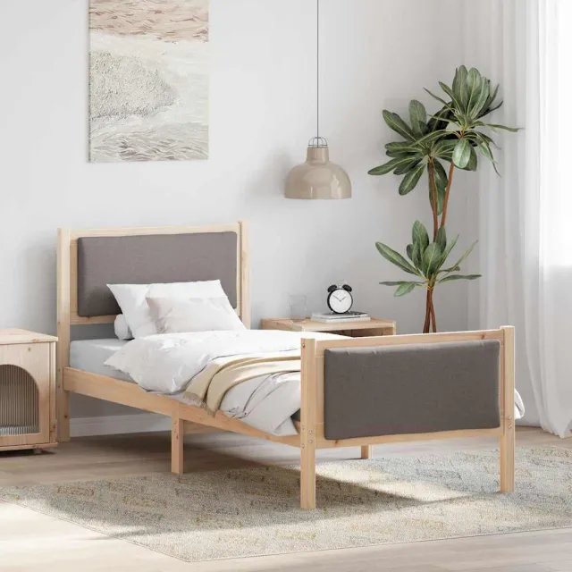 vidaXL Bedframe met hoofdeinde Taupe 80 x 200 cm Stof Bruin
