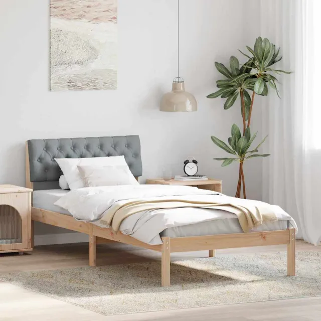 vidaXL Bedframe Bruin en lichtgrijs 90 x 190 cm Massief grenenhout