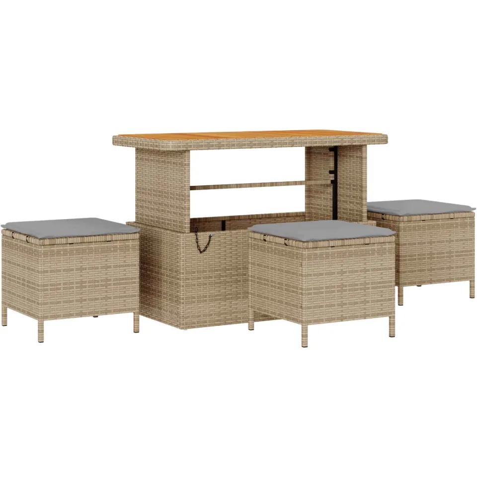 vidaXL Tuinbankenset 10 st Beige poly rattan