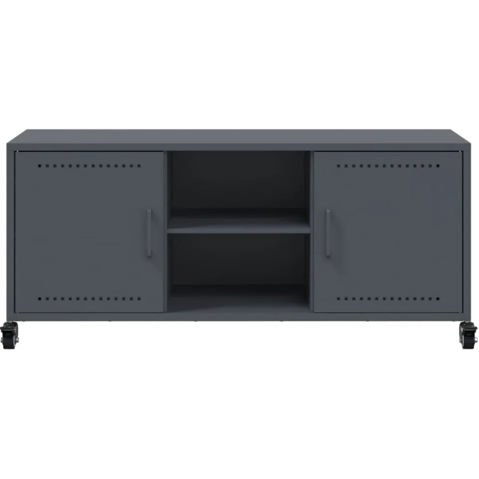 vidaXL Tv-meubel 100,5x39x43,5 cm staal antracietkleurig, foto 4