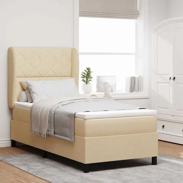 vidaXL Boxspring bed met hoofdeinde Crème 100 x 200 cm Stof