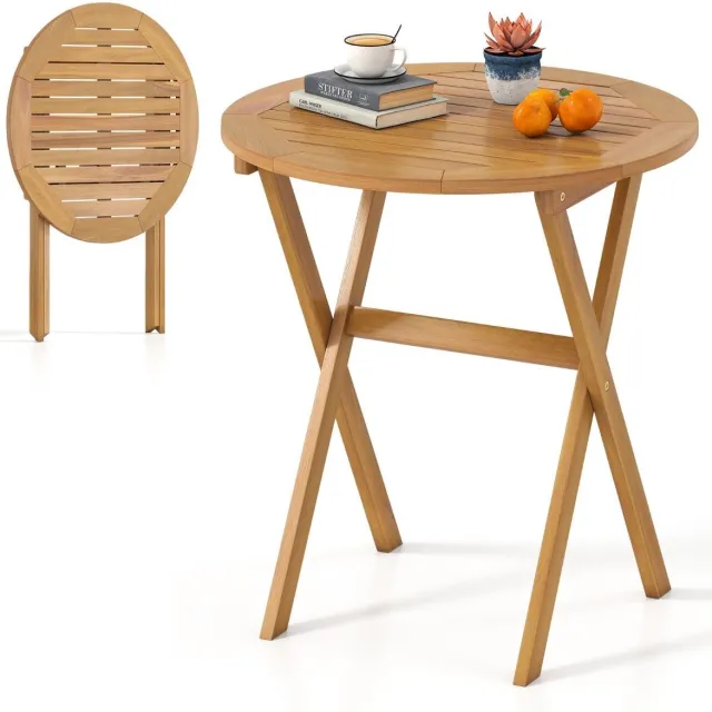 GranMaison Ronde Tuintafel - Ronde balkontafel - Voor Buitengebruik - Voor balkon - Outdoor-eettafel - Terras tafel - Balkon - Naturel