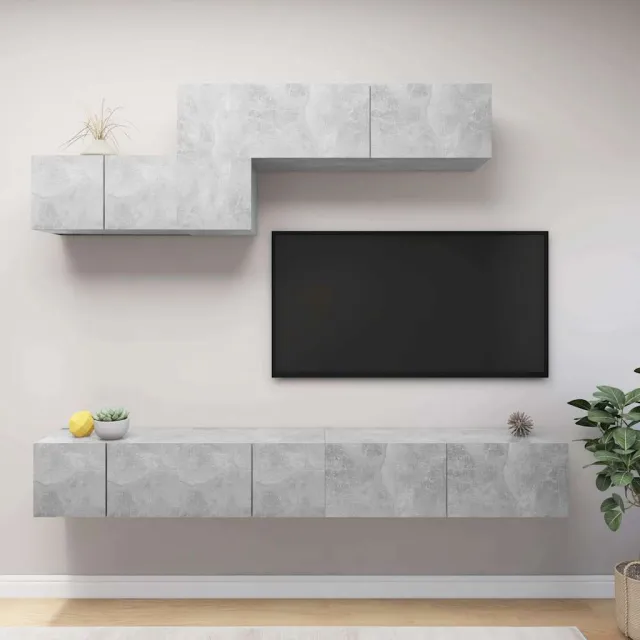 vidaXL 6-delige Tv-meubelset bewerkt hout betongrijs grijs, foto 2