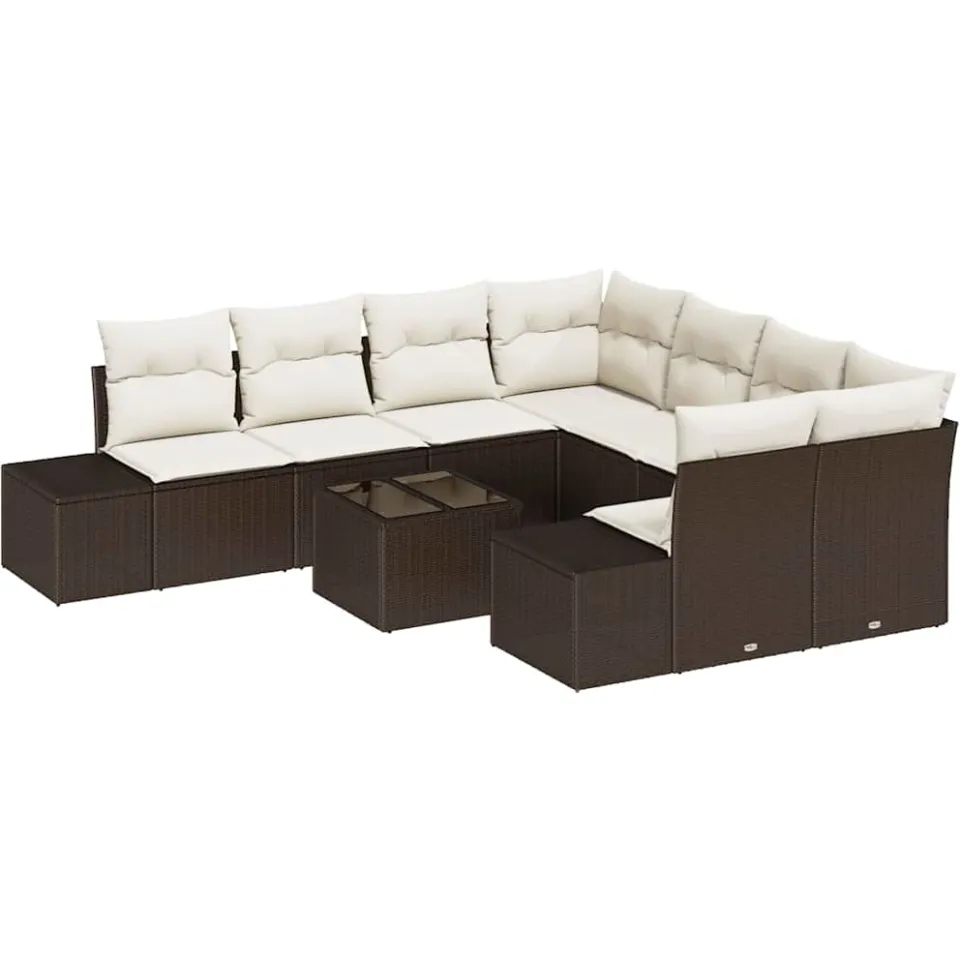 vidaXL Tuin Sofa Set 9 st Bruin poly rattan