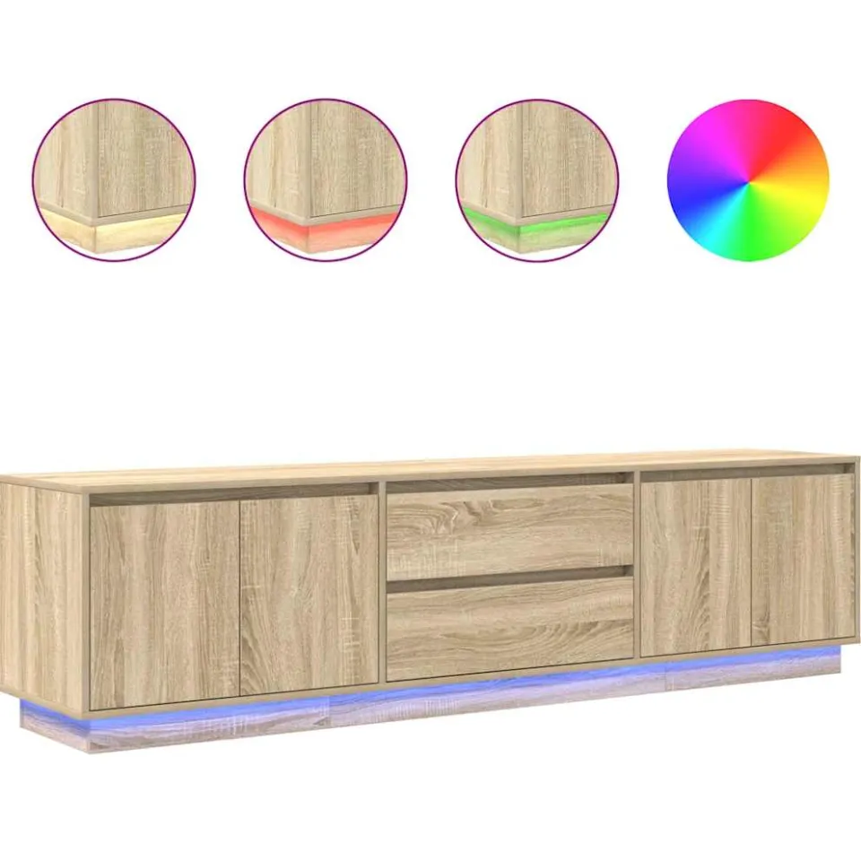 vidaXL Tv-meubel met LED-verlichting 193,5x41x50cm sonoma eikenkleurig, foto 4