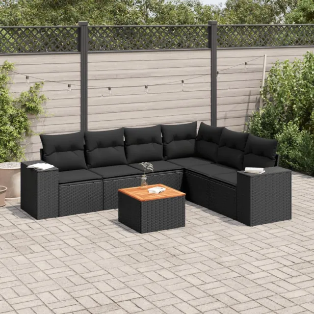 vidaXL Patio Sofa Set 7-zits Black, foto 2