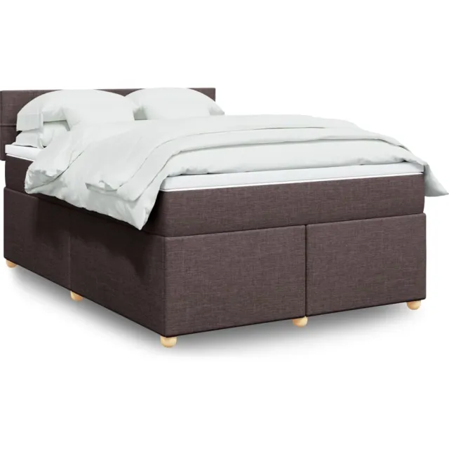 vidaXL Boxspring met matras stof donkerbruin 140x190 cm bruin