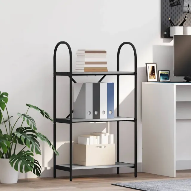 vidaXL Boekenkast 3-laags 60 x 30 x 109 cm Bewerkt hout Grijs Sonoma, foto 2