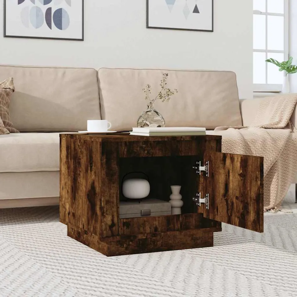 vidaXL Salontafel 51x50x44 cm bewerkt hout gerookt eikenkleurig, foto 2