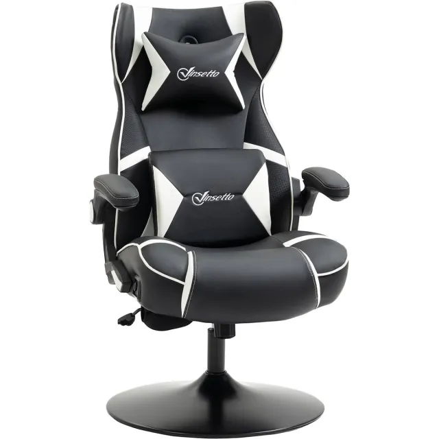 Vinsetto Gamingstoel met Bluetooth-luidsprekers - Bureaustoel - Verstelbare gamestoel - Wit weiß, schwarz