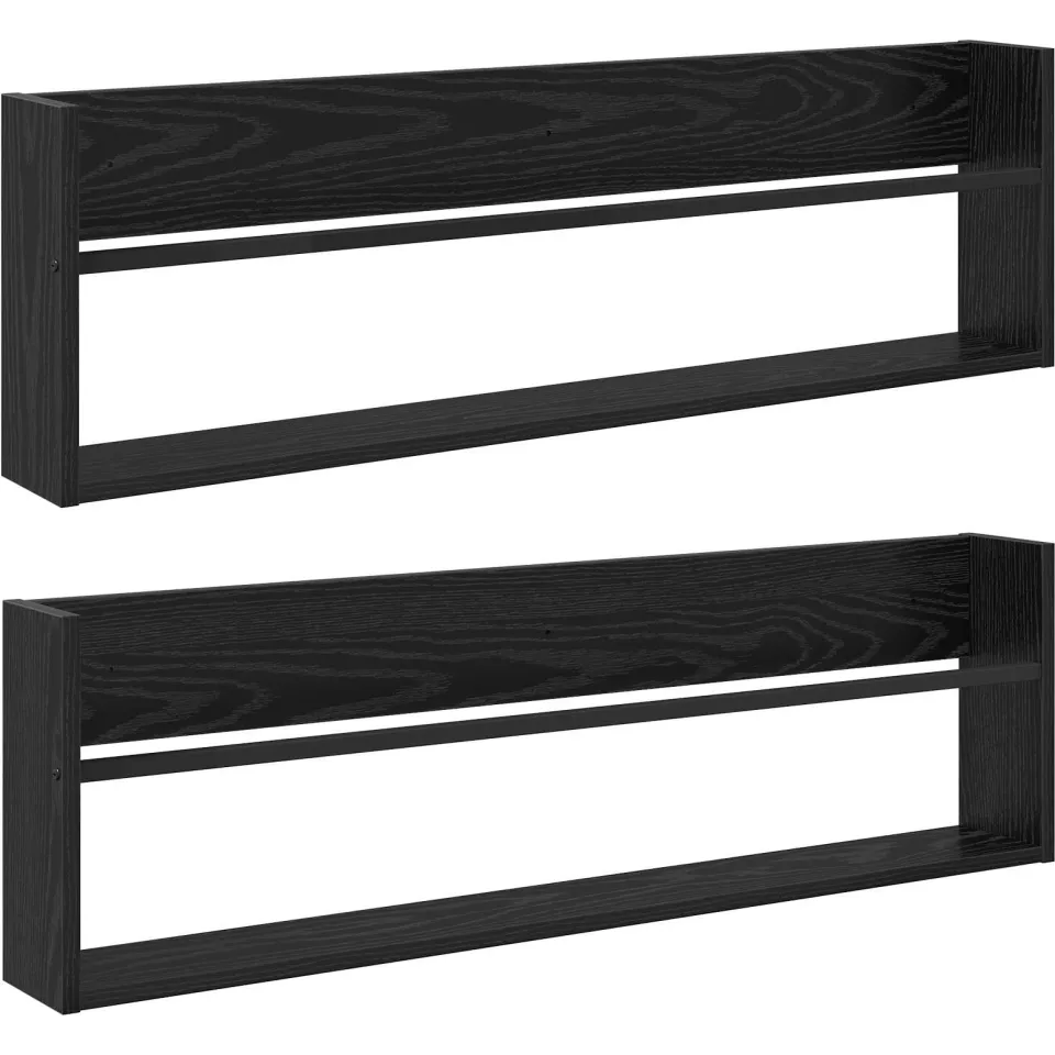 vidaXL Tijdschrift Rek 2 st Zwart Eiken 100 x 12 x 30 cm Bewerkt hout, foto 3