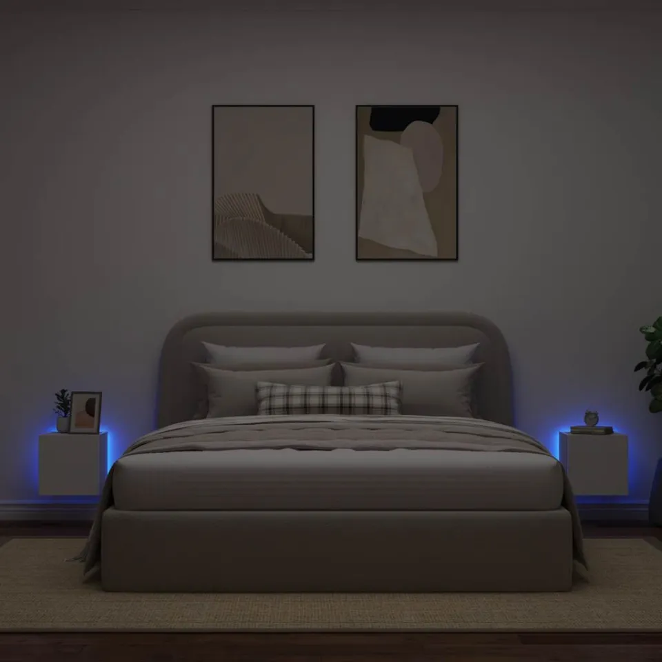 vidaXL Tv-wandmeubels met LED-verlichting 2 st 30,5x35x30 cm wit, foto 3