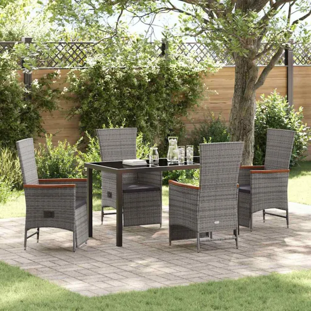 vidaXL Tuin eettafelset 5 st Grijs poly rattan, foto 2