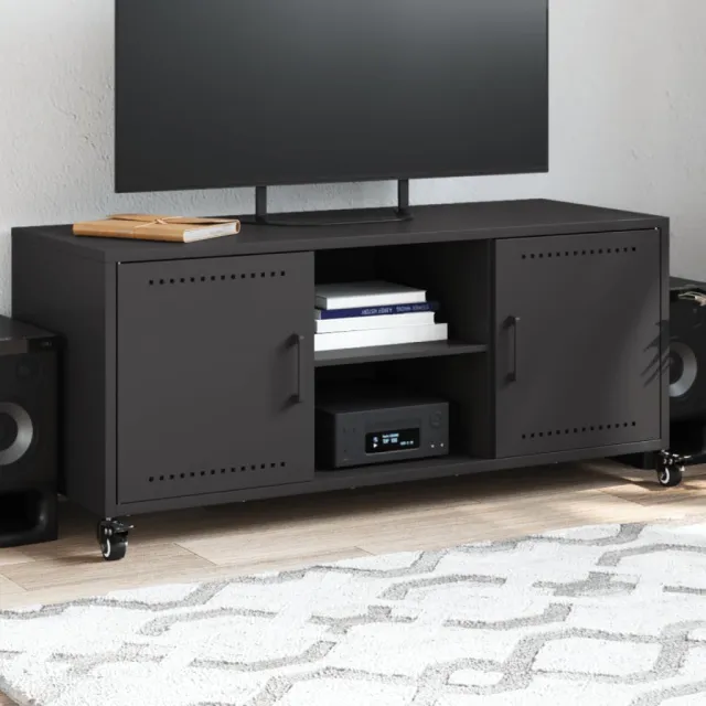vidaXL Tv-meubel 100,5x39x43,5 cm staal zwart, foto 2