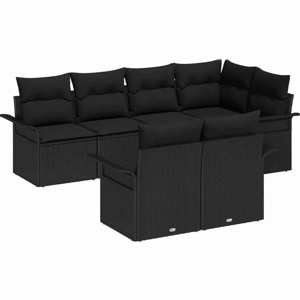 vidaXL Tuin Sofa Set 7 st Zwart Poly riet