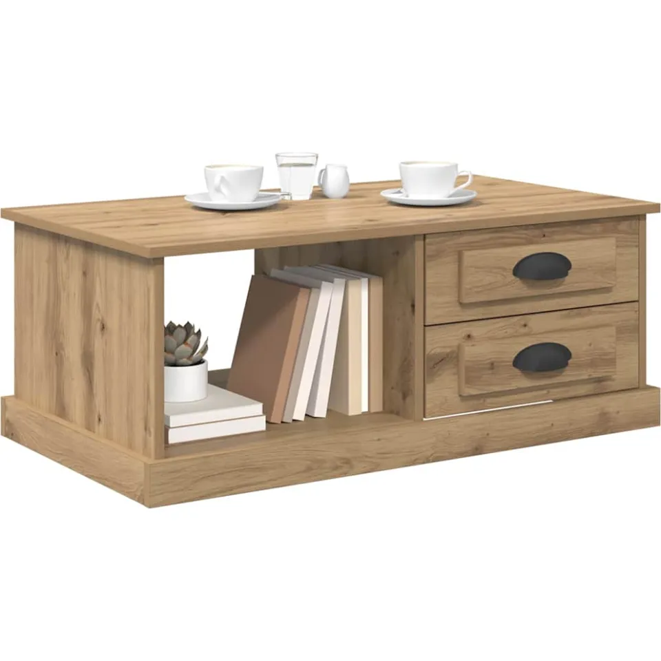 vidaXL Salontafel Artisan Eiken 90 x 50 x 35 cm Bewerkt hout, foto 2