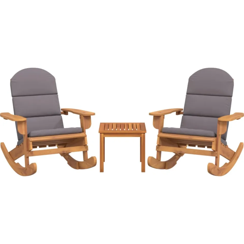 vidaXL 3-delige Loungeset Adirondack massief acaciahout Bruin