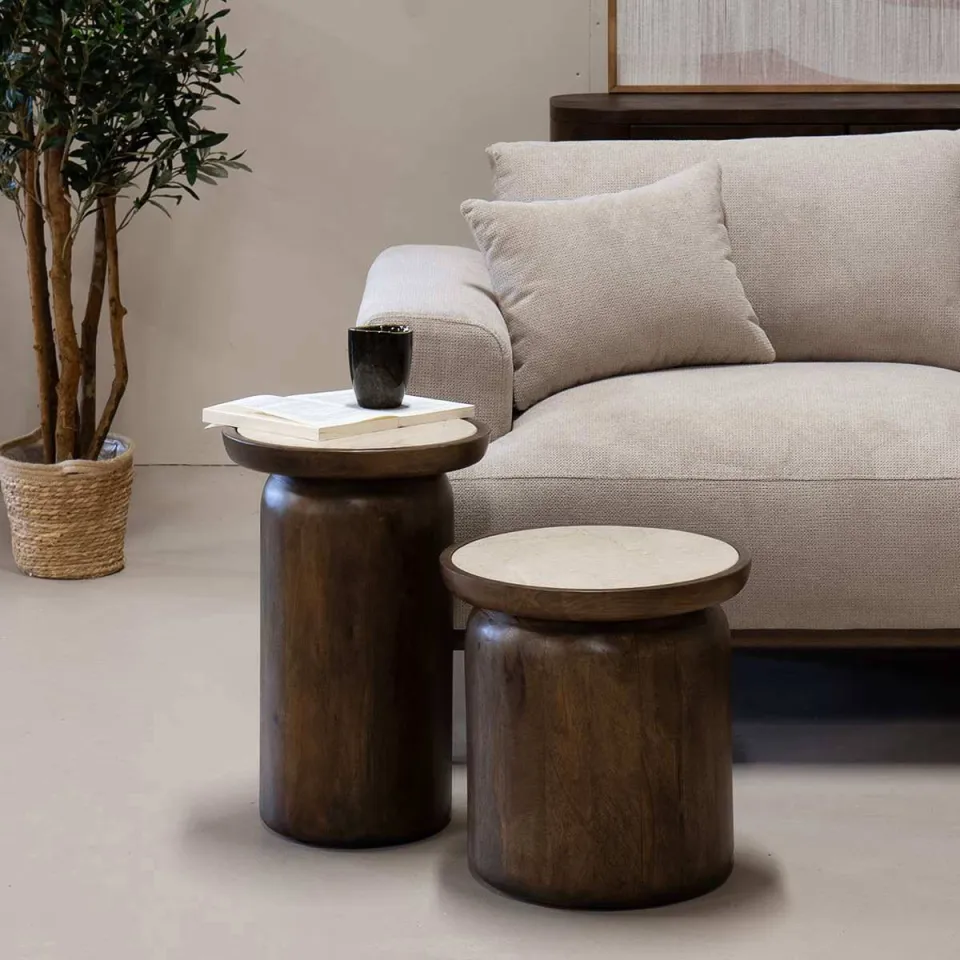 Giga Meubel Salontafel Kaja - Rond - Marmer - 38cm, foto 2