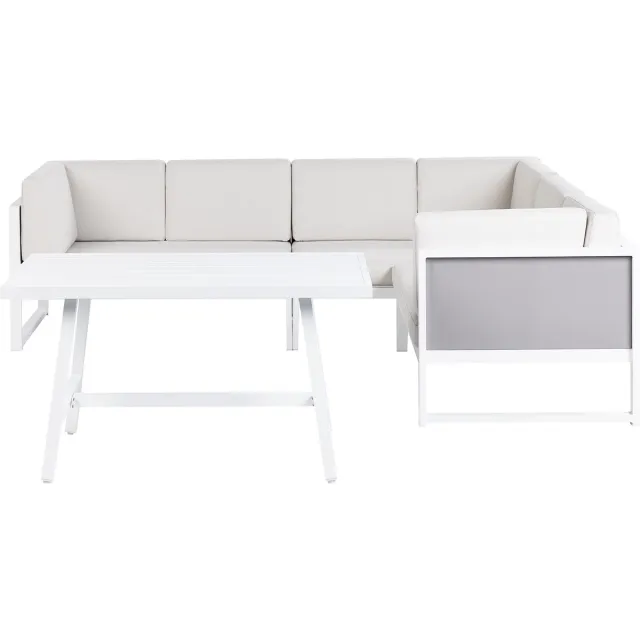Beliani CASTELLA/FRATTE - Loungeset voor 6 - Gebroken wit - Links - Aluminium