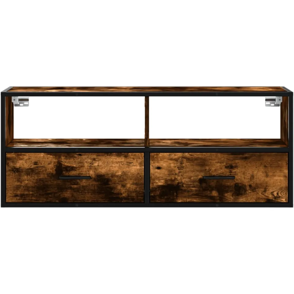 vidaXL Tv-meubel 100x31x39,5 cm bewerkt hout metaal gerookt eikenkleur, foto 4