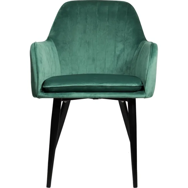 QUVIO Stoel Benito van fluweel en staal / Eetkamerstoelen / Woonkamerstoelen / Stoel / Zetels / Keukenstoelen / Stoel / Fauteuils - Donkergroen