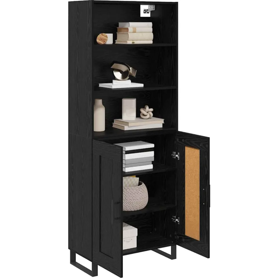 vidaXL Hoge kast 2 st Zwart Eiken 69,5 x 34 x 180 cm