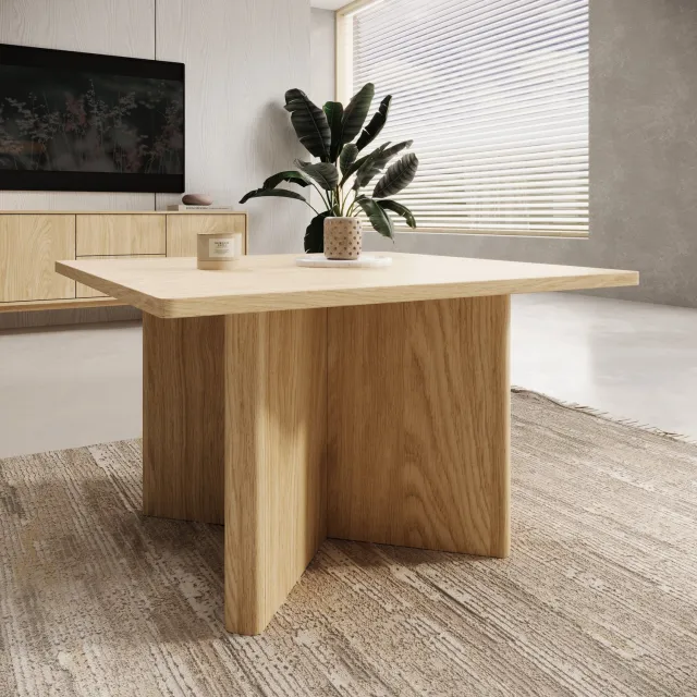 MEUBELLA Navello - Salontafel - Licht eikenpatroon - 80x80x49 cm Bruin