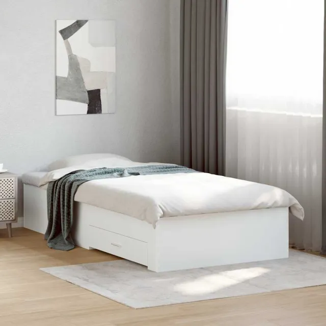 vidaXL Bedframe met lades bewerkt hout wit 90x200 cm