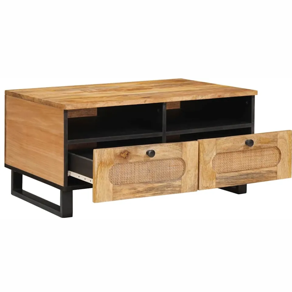vidaXL Salontafel Artisan Eiken 80 x 54 x 40 cm Massief Mango Hout, foto 2