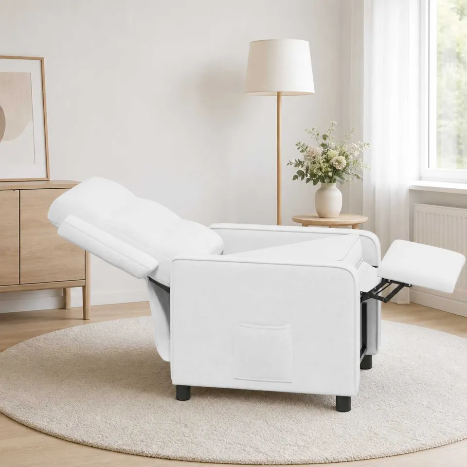 vidaXL Ligstoel Wit 65 x 93 x 102 cm Stof, foto 3