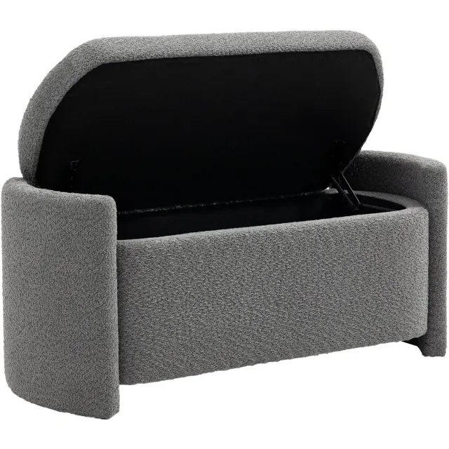 Homcom Sitzbank mit Stauraum-Polyester, Eukalyptusholz-105L x 44B x 45,5H cm-Grau