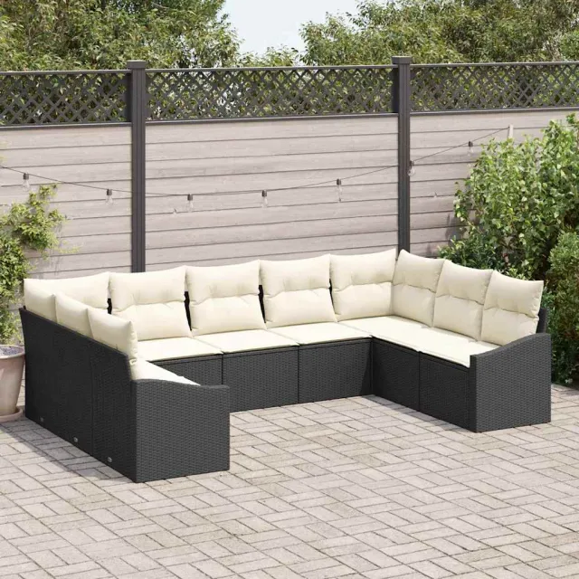 vidaXL Bankstel 9 st Zwart poly rattan, foto 2