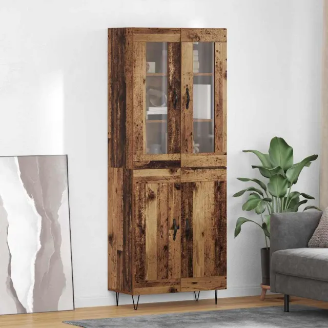 vidaXL Hoge kast Oud Hout 69,5 x 34 x 90 cm Bewerkt hout bruin, foto 2